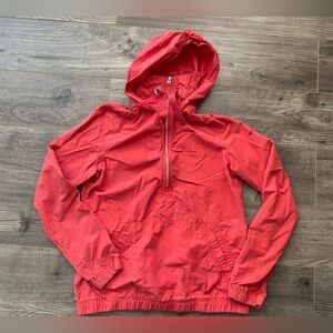Columbia windbreaker pullover quarter zip hooded high collared red spring coat